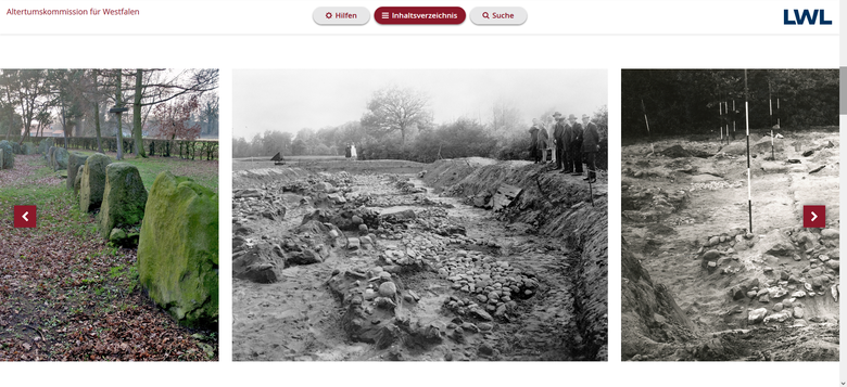 Screendhot: Bildergalerie auf der Seite zum Großsteingrab von Lengerich-Wechte.